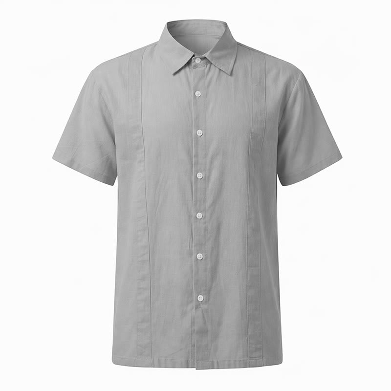 Chemise minimaliste pour homme en ramie unie respirante en coton décontracté d'été - image 19