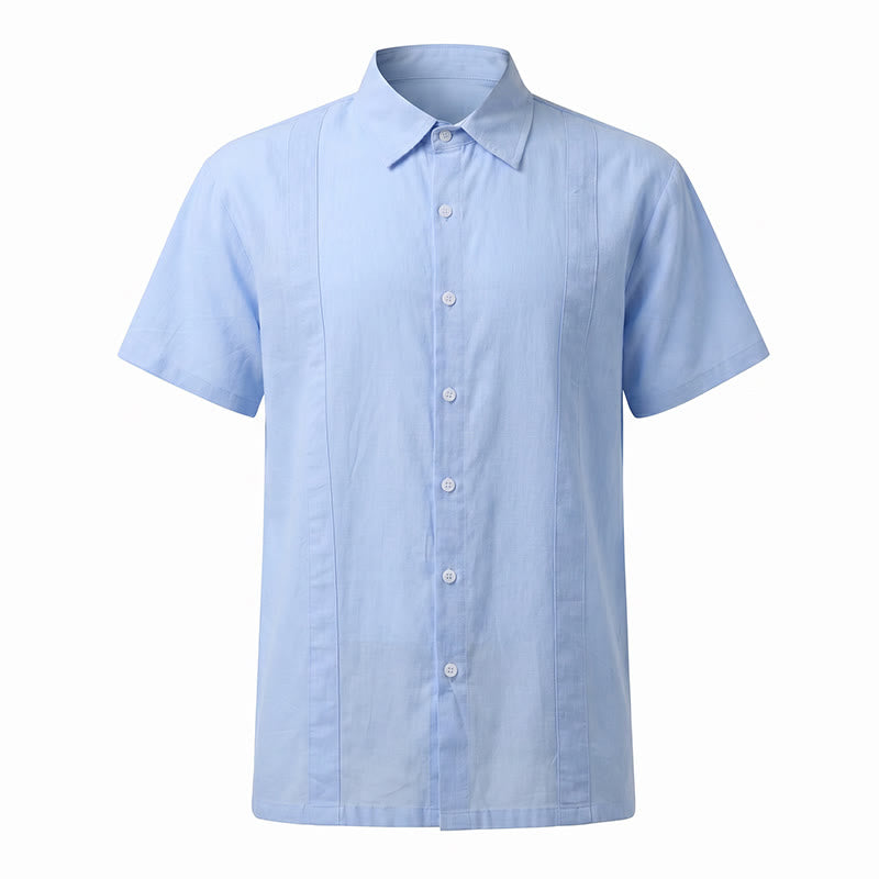 Chemise minimaliste pour homme en ramie unie respirante en coton décontracté d'été - image 14