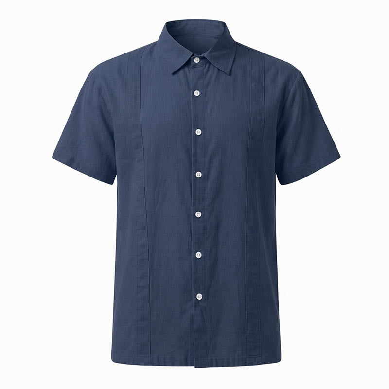 Chemise minimaliste pour homme en ramie unie respirante en coton décontracté d'été - image 18