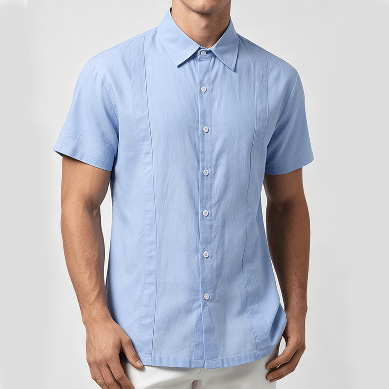 Chemise minimaliste pour homme en ramie unie respirante en coton décontracté d'été - image 1