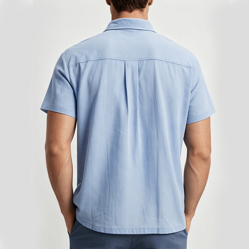 Chemise minimaliste pour homme en ramie unie respirante en coton décontracté d'été - image 3