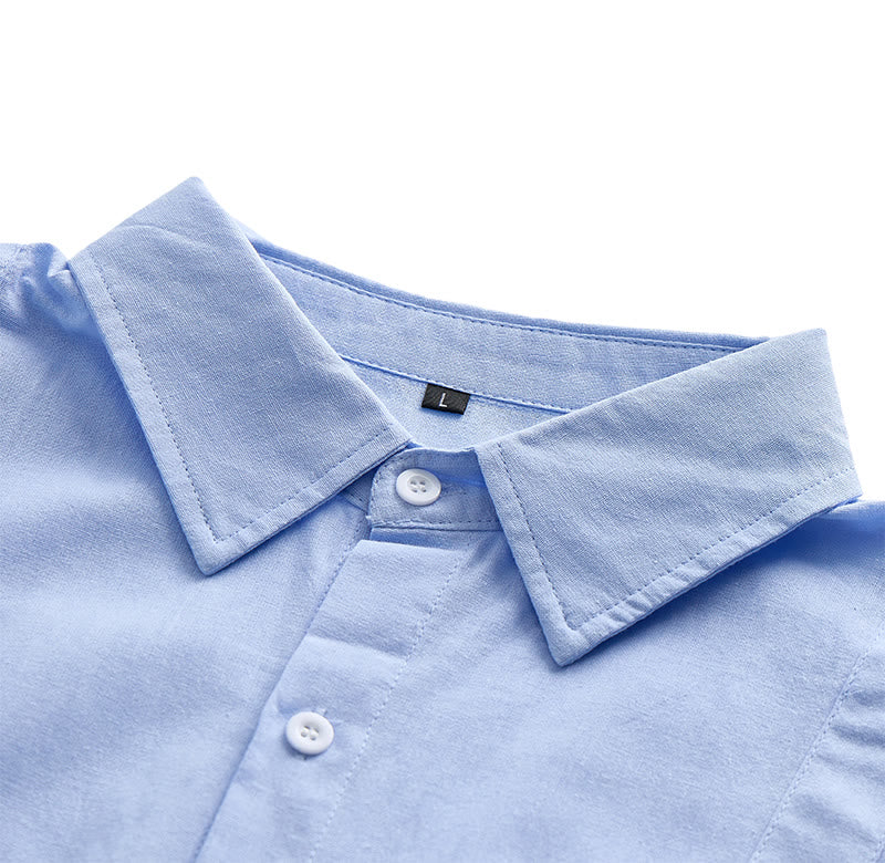 Chemise minimaliste pour homme en ramie unie respirante en coton décontracté d'été - image 10