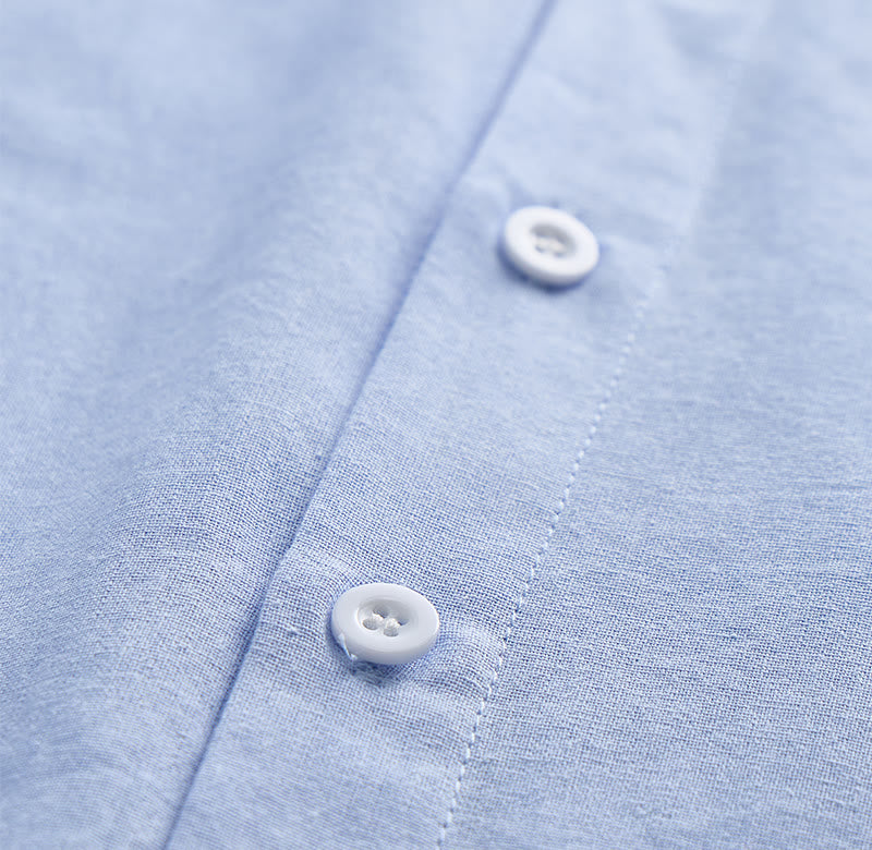 Chemise minimaliste pour homme en ramie unie respirante en coton décontracté d'été - image 11
