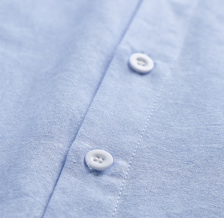 Chemise minimaliste pour homme en ramie unie respirante en coton décontracté d'été - image 11