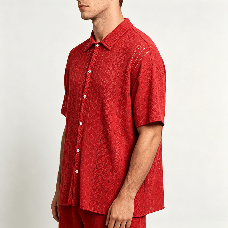 Chemise en coton jacquard décontractée et sportive pour homme - image 2