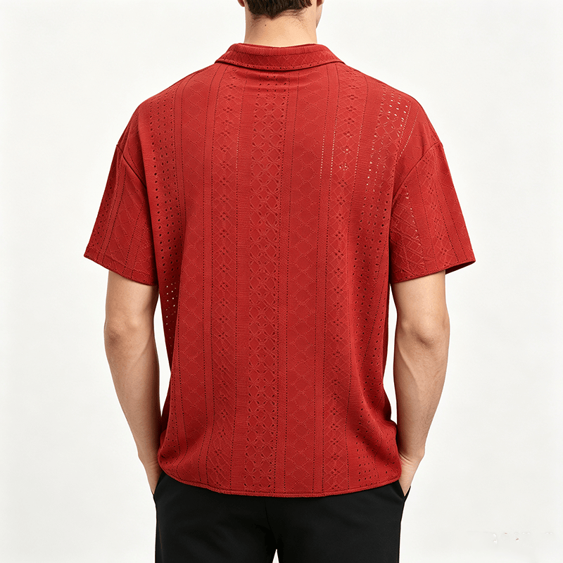 Chemise en coton jacquard décontractée et sportive pour homme - image 3