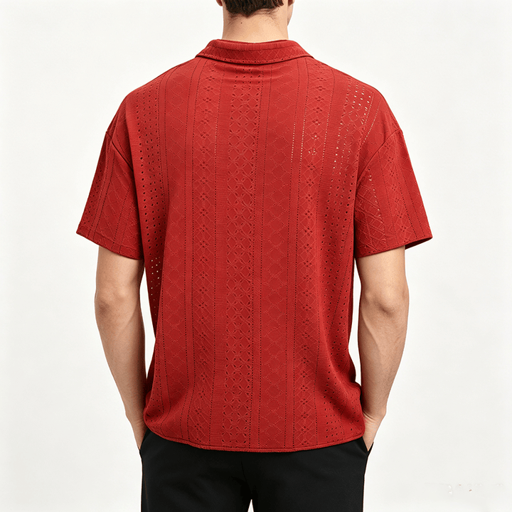 Chemise en coton jacquard décontractée et sportive pour homme - image 3
