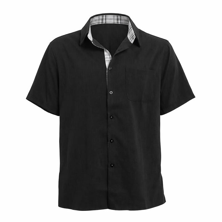 Chemise à manches courtes boutonnée en lin uni pour homme - image 26