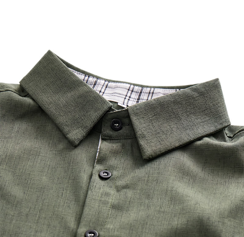 Chemise à manches courtes boutonnée en lin uni pour homme - image 15