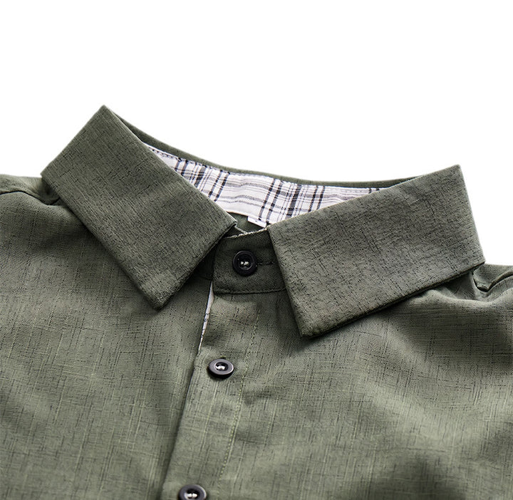 Chemise à manches courtes boutonnée en lin uni pour homme - image 15