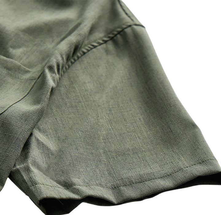 Chemise à manches courtes boutonnée en lin uni pour homme - image 18
