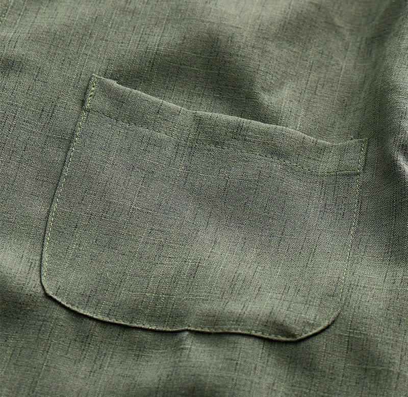 Chemise à manches courtes boutonnée en lin uni pour homme - image 17