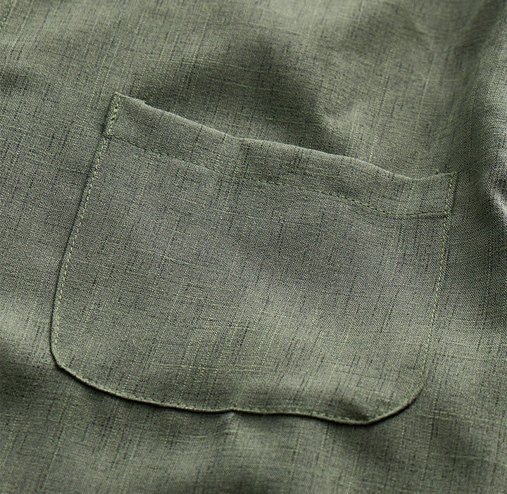 Chemise à manches courtes boutonnée en lin uni pour homme - image 17