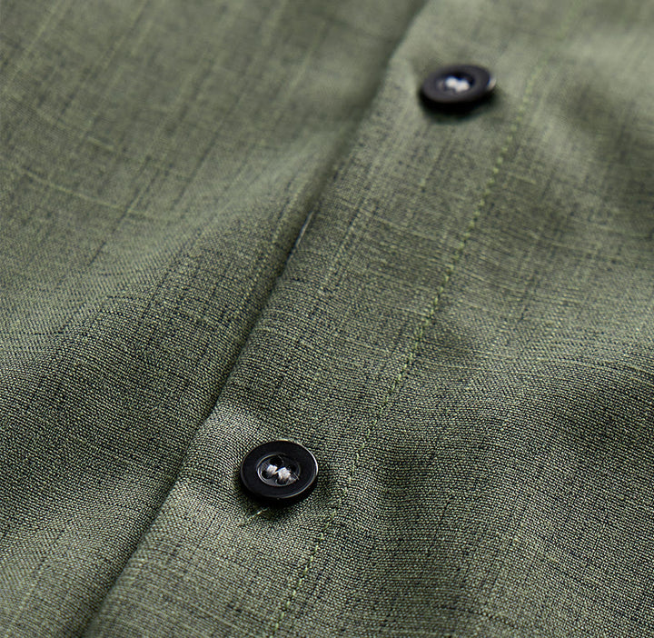 Chemise à manches courtes boutonnée en lin uni pour homme - image 16