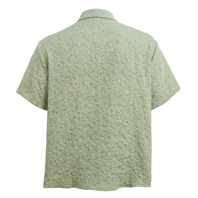 Chemises en coton texturé à motifs floraux pour hommes, idéales pour les vacances d'été et le quotidien. - image 12