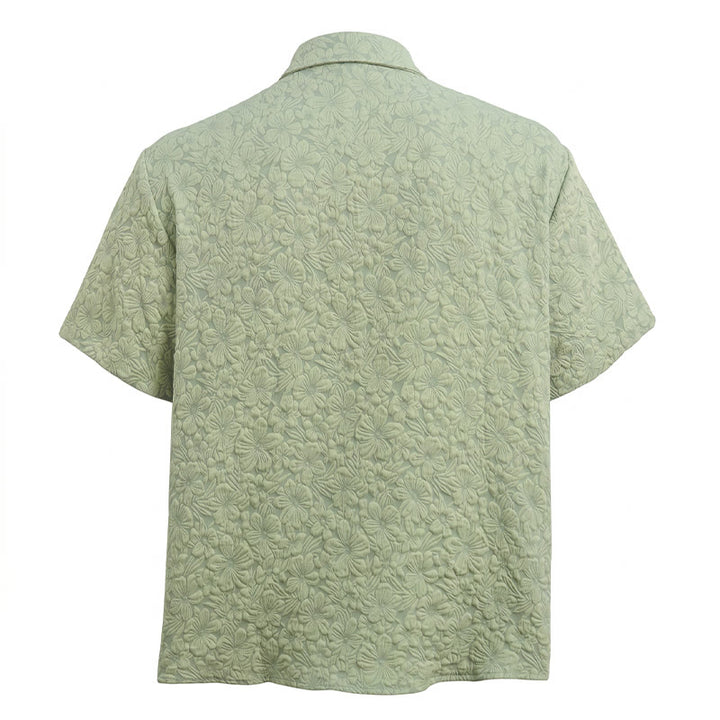Chemises en coton texturé à motifs floraux pour hommes, idéales pour les vacances d'été et le quotidien. - image 12