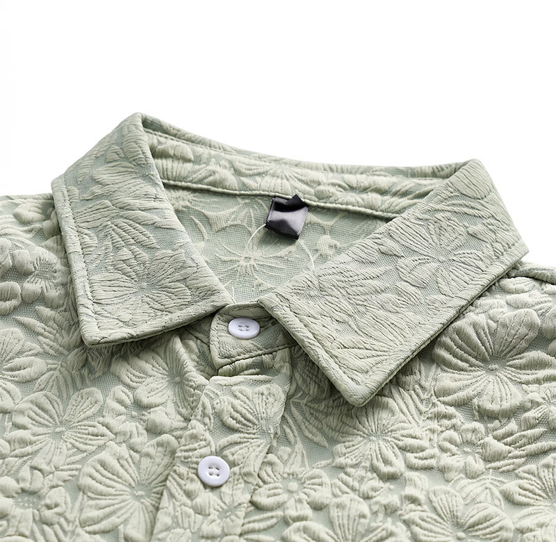Chemises en coton texturé à motifs floraux pour hommes, idéales pour les vacances d'été et le quotidien. - image 6