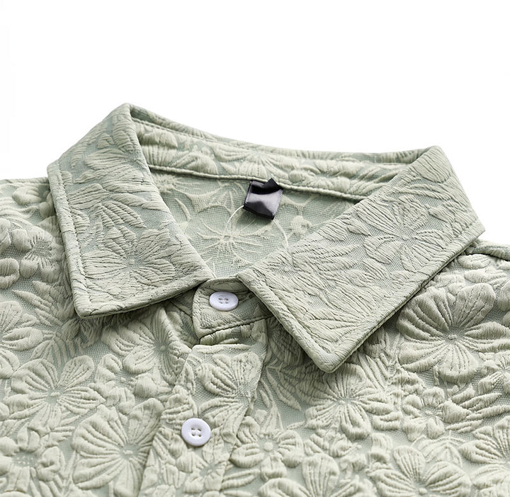 Chemises en coton texturé à motifs floraux pour hommes, idéales pour les vacances d'été et le quotidien. - image 6