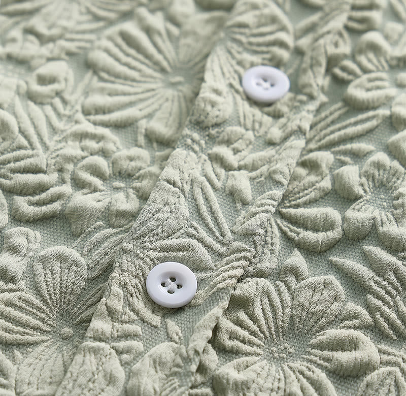 Chemises en coton texturé à motifs floraux pour hommes, idéales pour les vacances d'été et le quotidien. - image 7