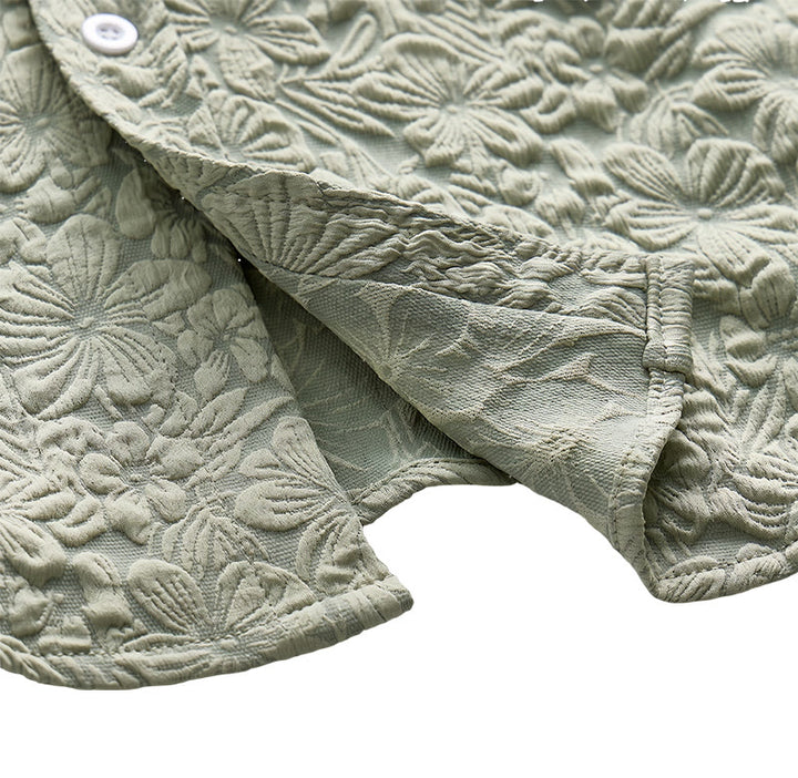 Chemises en coton texturé à motifs floraux pour hommes, idéales pour les vacances d'été et le quotidien. - image 9