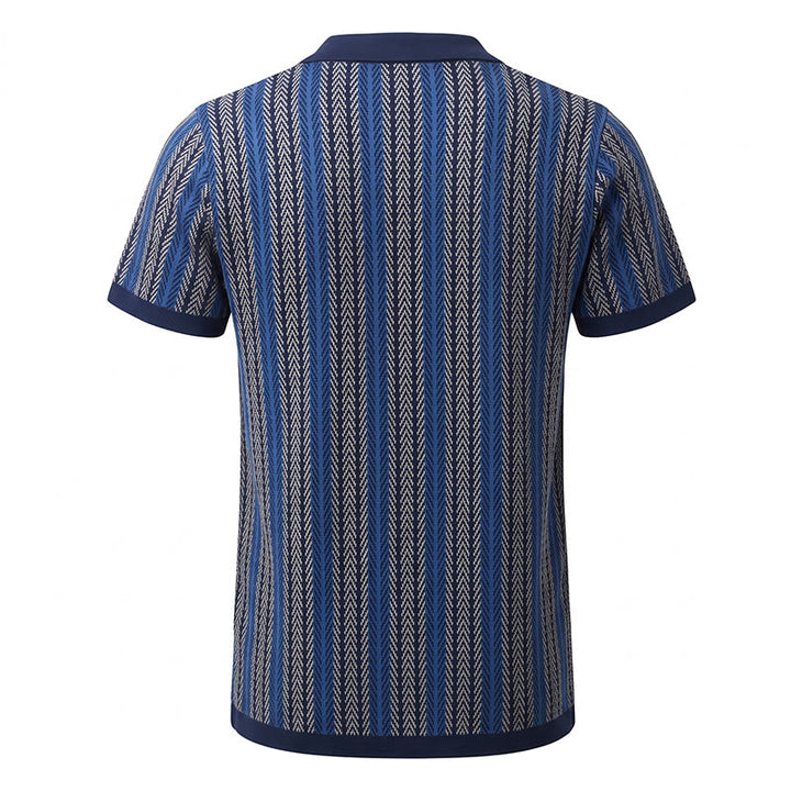 Polo homme à rayures verticales en chevrons jacquard respirant en maille - image 12