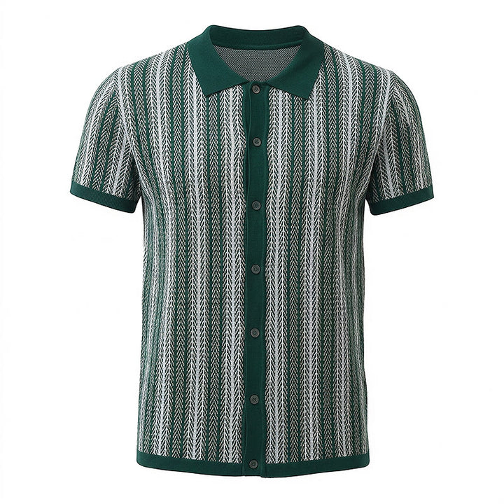 Polo homme à rayures verticales en chevrons jacquard respirant en maille - image 14