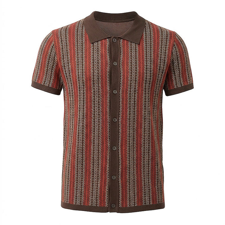 Polo homme à rayures verticales en chevrons jacquard respirant en maille - image 15