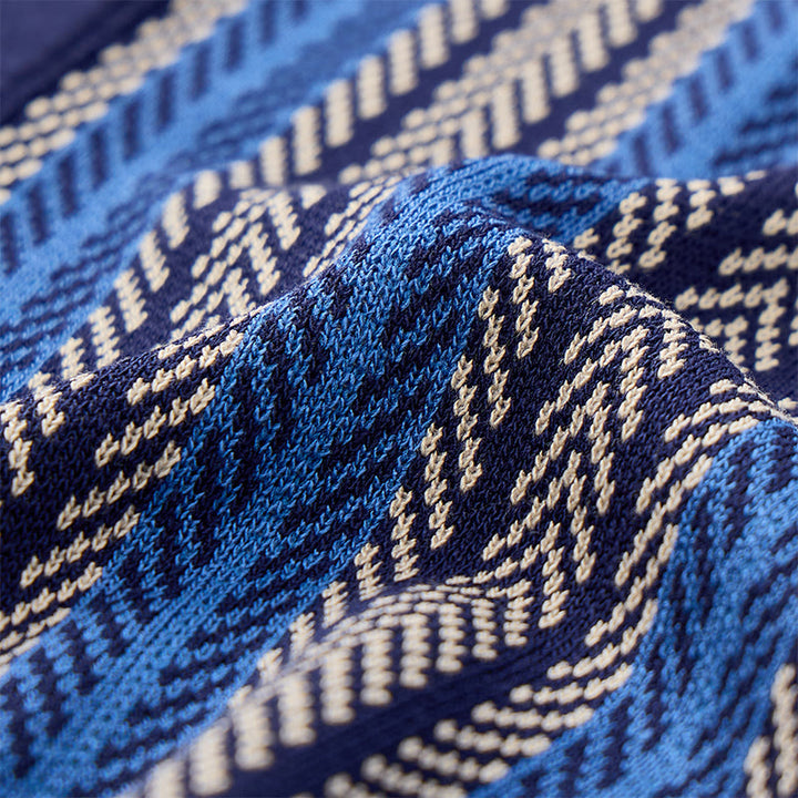 Polo homme à rayures verticales en chevrons jacquard respirant en maille - image 8