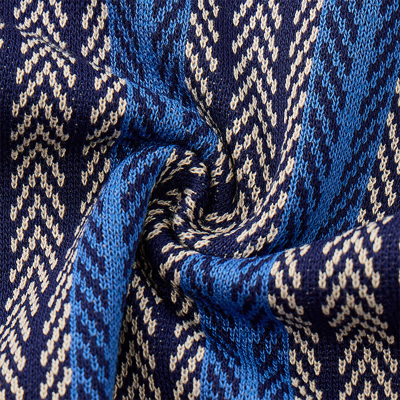 Polo homme à rayures verticales en chevrons jacquard respirant en maille - image 9