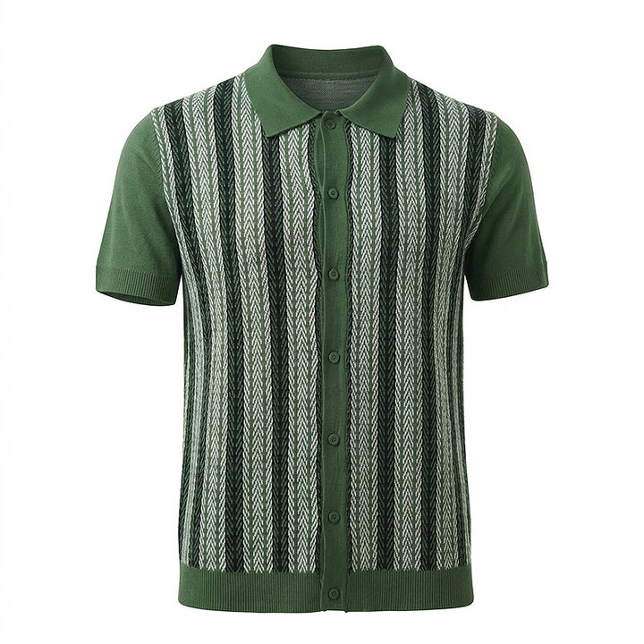 Polo d'été vintage pour homme, rayé, en maille jacquard à carreaux. - image 13