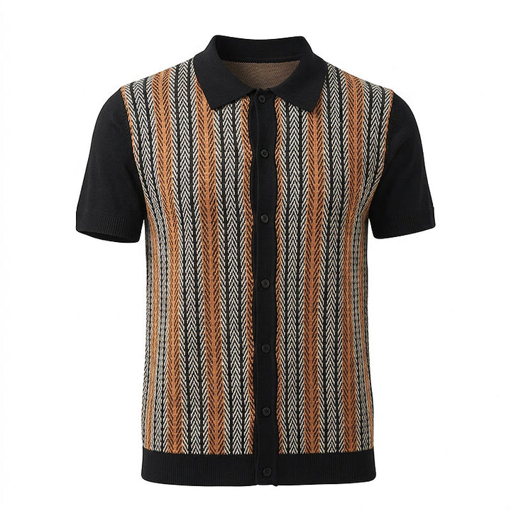 Polo d'été vintage pour homme, rayé, en maille jacquard à carreaux. - image 12