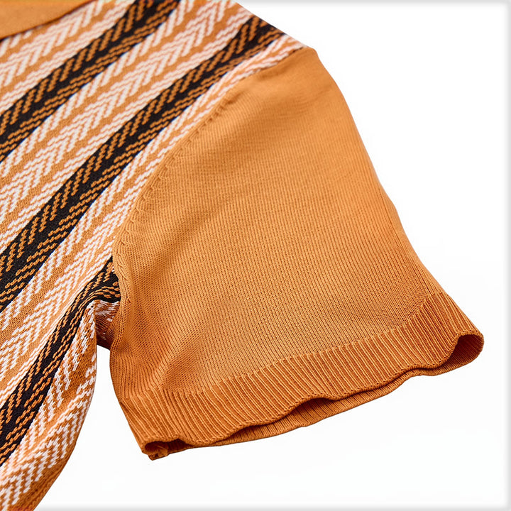 Polo d'été vintage pour homme, rayé, en maille jacquard à carreaux. - image 9