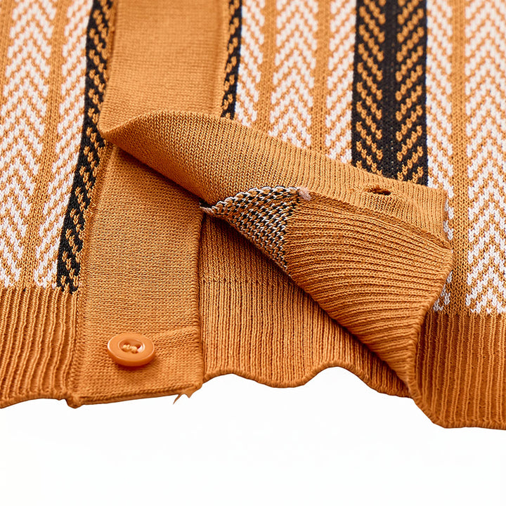 Polo d'été vintage pour homme, rayé, en maille jacquard à carreaux. - image 7