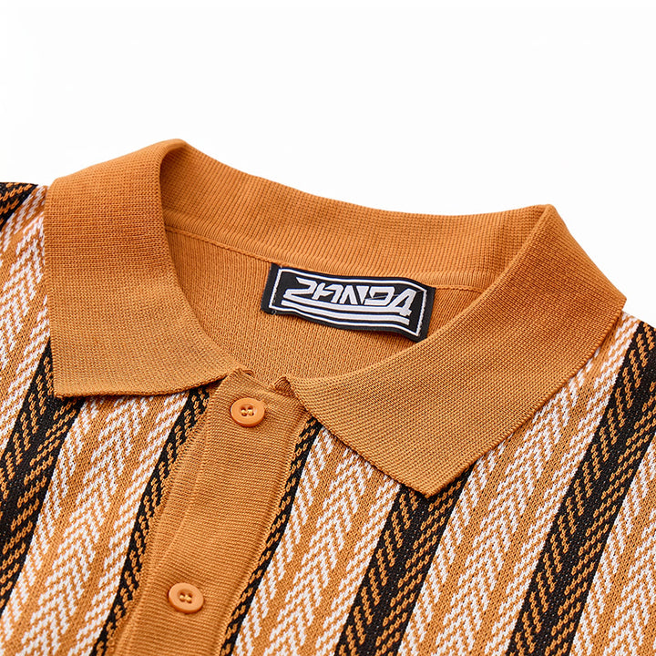 Polo d'été vintage pour homme, rayé, en maille jacquard à carreaux. - image 6