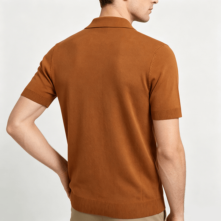 Polo d'été vintage pour homme, rayé, en maille jacquard à carreaux. - image 3
