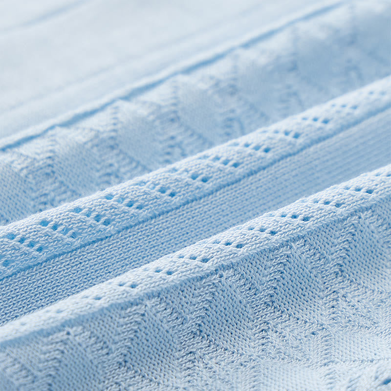 Chemise tricotée décontractée d'été pour homme, à rayures verticales à chevrons ajourés. - image 8