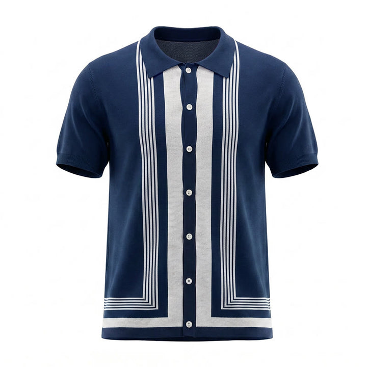 Chemise en maille à rayures contrastées et blocs de couleur pour homme - image 14