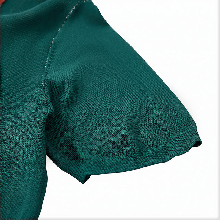 Chemise en maille à rayures contrastées et blocs de couleur pour homme - image 10