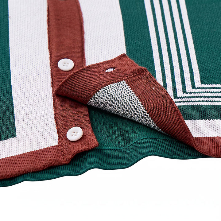 Chemise en maille à rayures contrastées et blocs de couleur pour homme - image 8