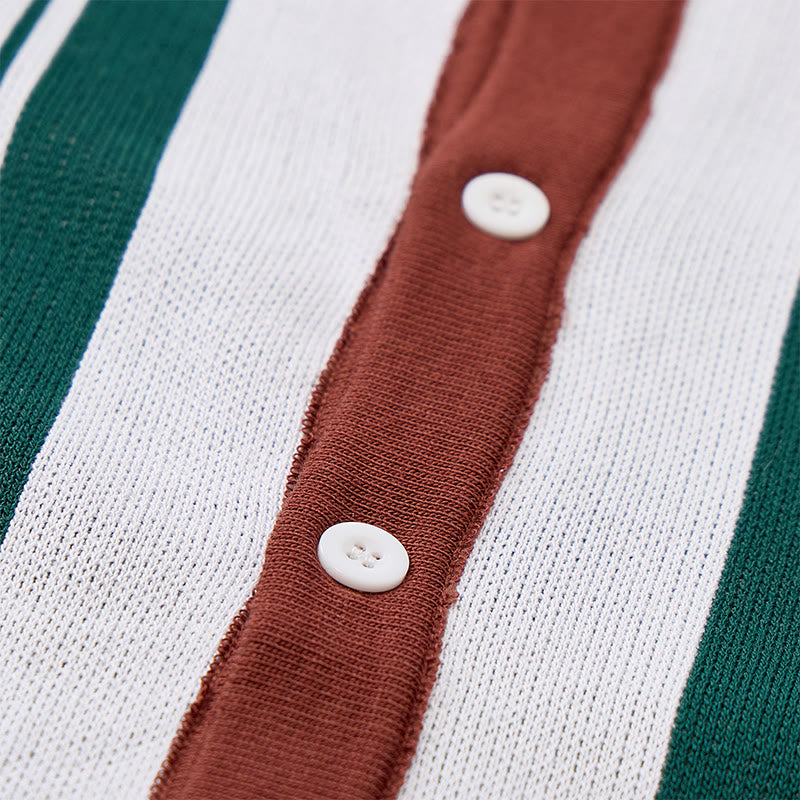 Chemise en maille à rayures contrastées et blocs de couleur pour homme - image 7