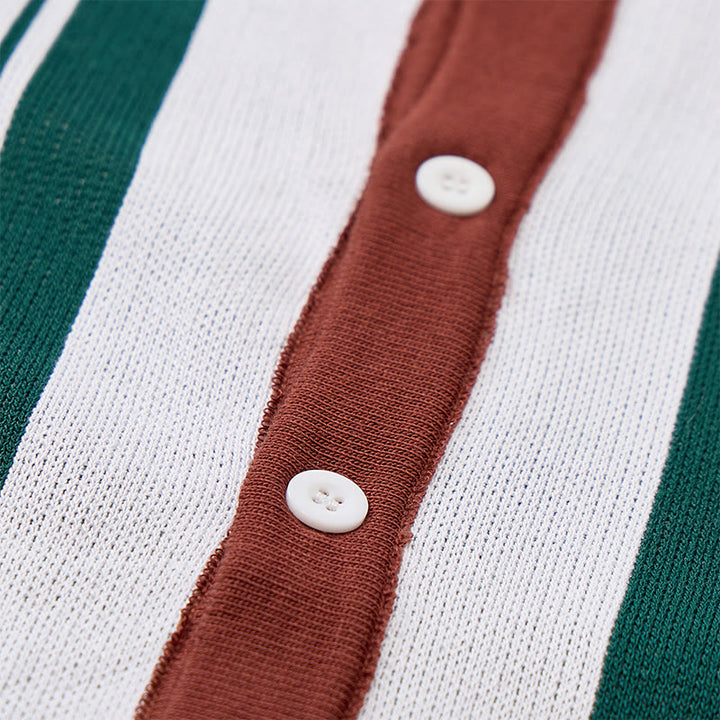 Chemise en maille à rayures contrastées et blocs de couleur pour homme - image 7