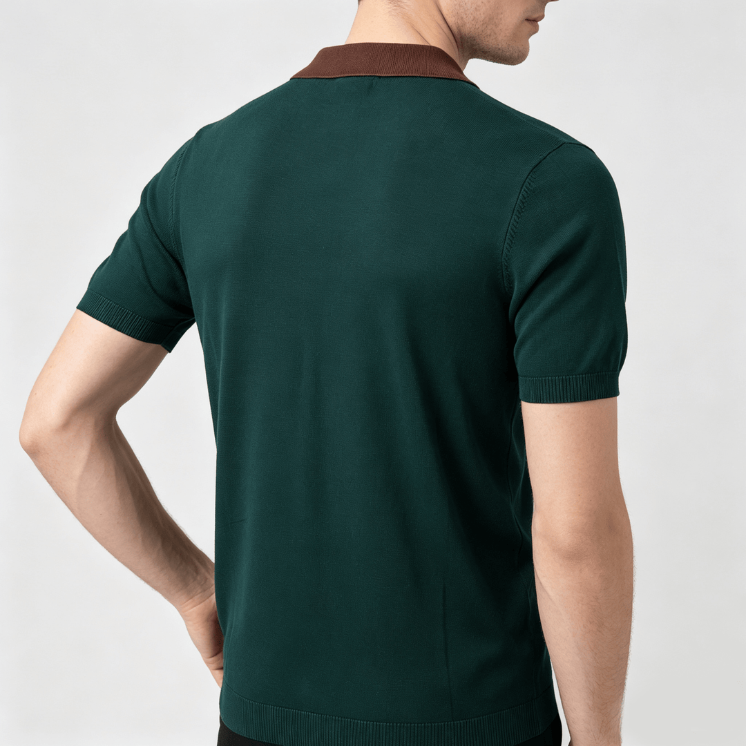 Chemise en maille à rayures contrastées et blocs de couleur pour homme - image 3