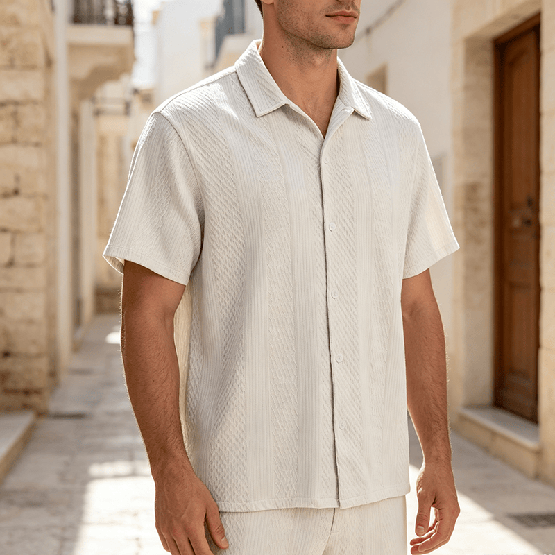 Chemise tricotée pour homme, unie, ajourée, agréable au toucher, idéale pour un usage quotidien en ville. - Blanc - 2XL - image 7