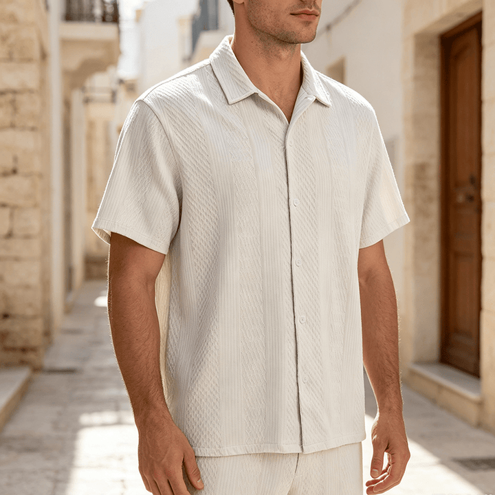 Chemise tricotée pour homme, unie, ajourée, agréable au toucher, idéale pour un usage quotidien en ville. - Blanc - 2XL - image 7
