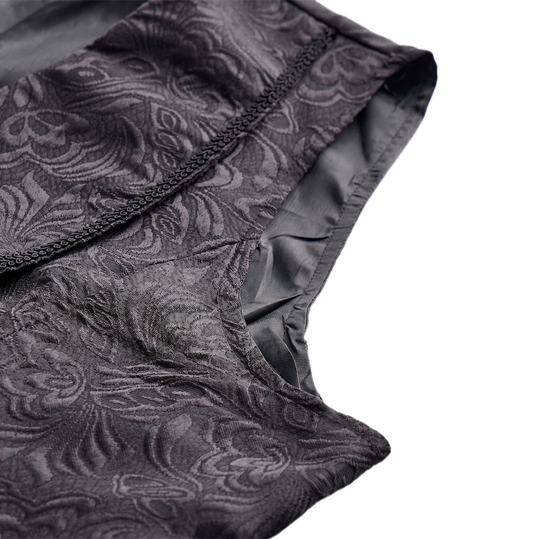 Gilet de smoking croisé en jacquard noir pour homme - image 7