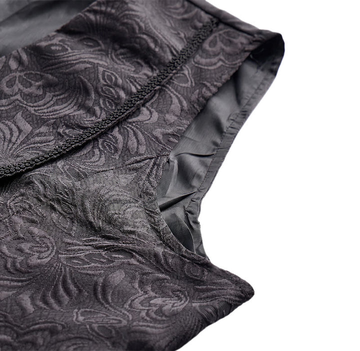 Gilet de smoking croisé en jacquard noir pour homme - image 7