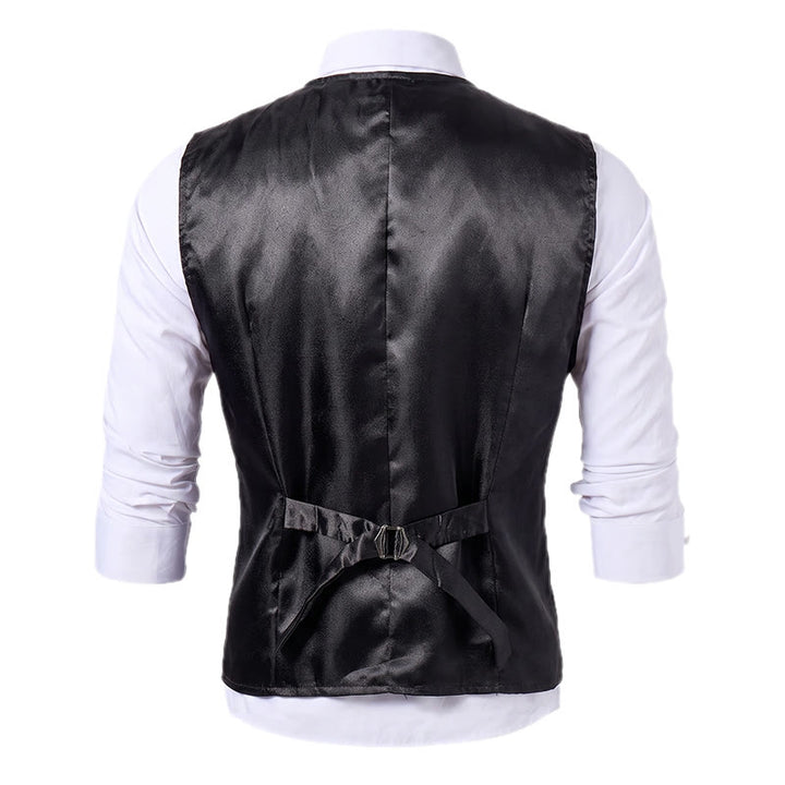 Gilet de smoking croisé en jacquard noir pour homme - image 11