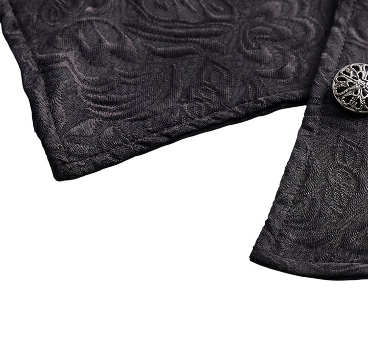 Gilet de smoking croisé en jacquard noir pour homme - image 8