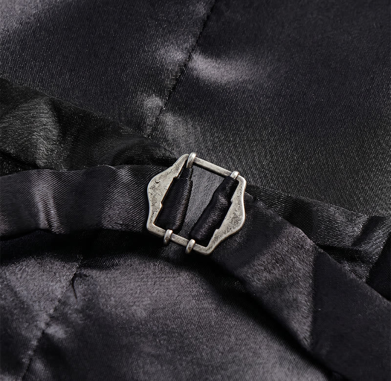 Gilet de smoking croisé en jacquard noir pour homme - image 9
