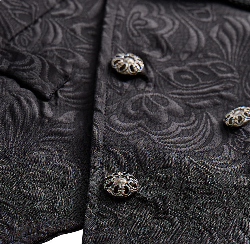 Gilet de smoking croisé en jacquard noir pour homme - image 5